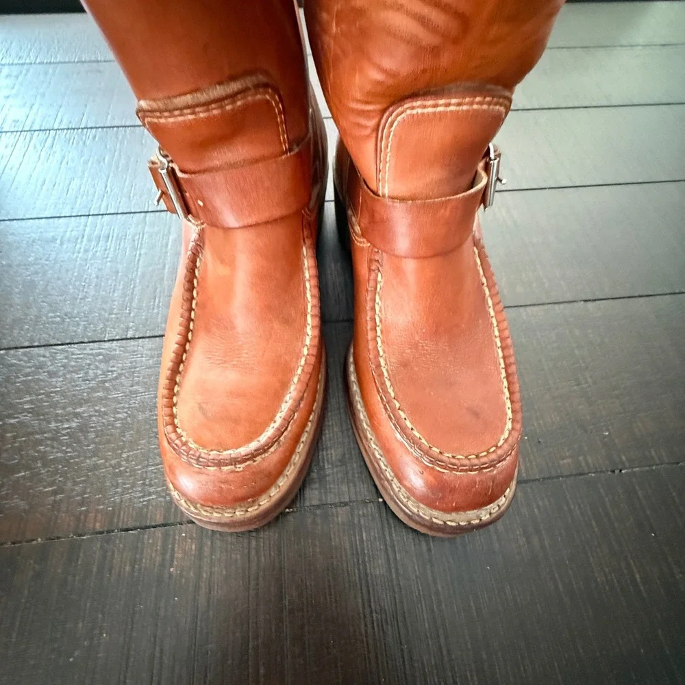 The Snake Proof Boots VTG Leather Engineer Hunting Goodyear Mens 6D Women 8 Tall